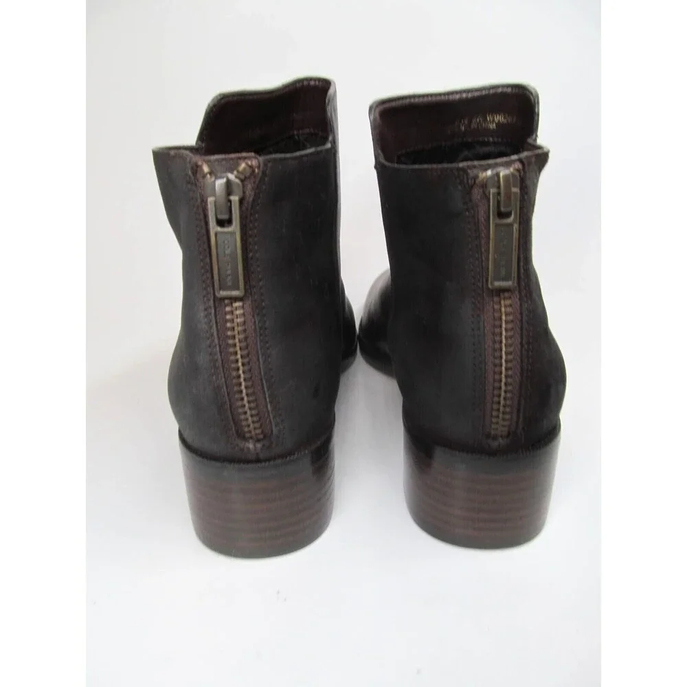 Cole Haan Grand O's Dark Brown Leather  Zip Ankle Booties Womens Size US 8 B